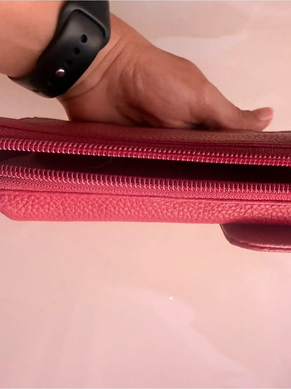 Giani Bernini Berry Pink Pebbled Leather Wristlet Wallet